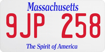 MA license plate 9JP258