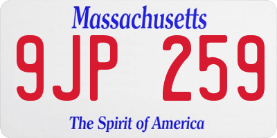 MA license plate 9JP259