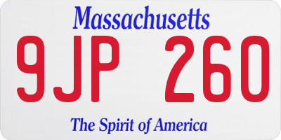 MA license plate 9JP260