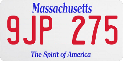 MA license plate 9JP275