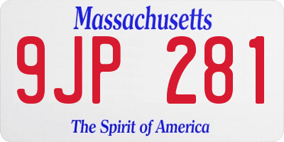 MA license plate 9JP281
