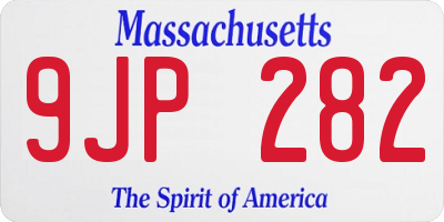 MA license plate 9JP282