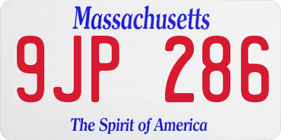 MA license plate 9JP286
