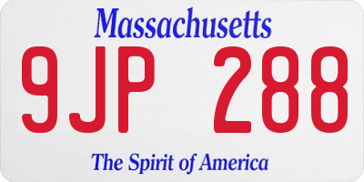 MA license plate 9JP288