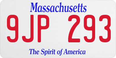 MA license plate 9JP293