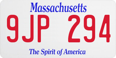 MA license plate 9JP294