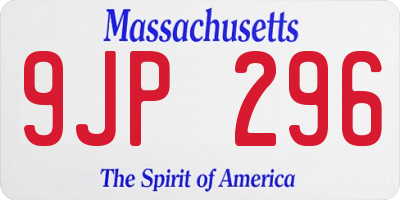 MA license plate 9JP296