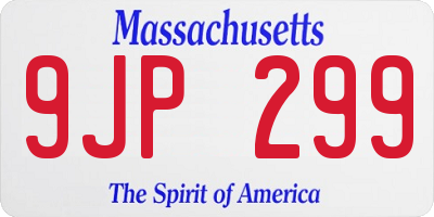 MA license plate 9JP299
