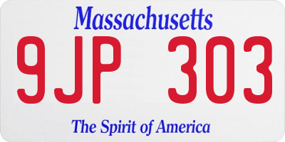 MA license plate 9JP303