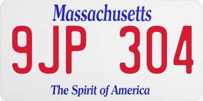 MA license plate 9JP304