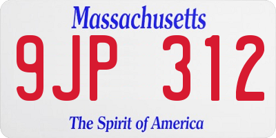 MA license plate 9JP312