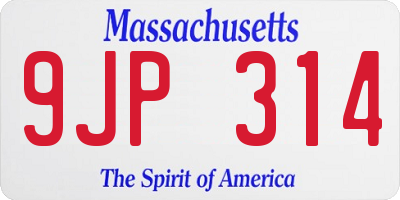 MA license plate 9JP314