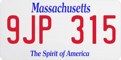 MA license plate 9JP315