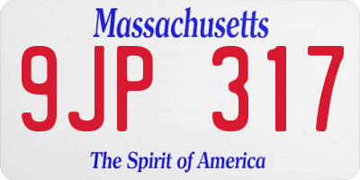 MA license plate 9JP317