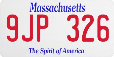 MA license plate 9JP326