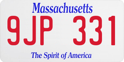 MA license plate 9JP331