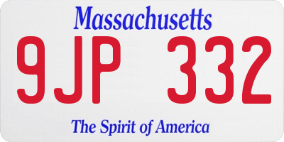 MA license plate 9JP332