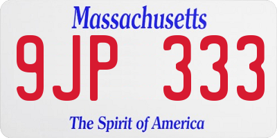 MA license plate 9JP333