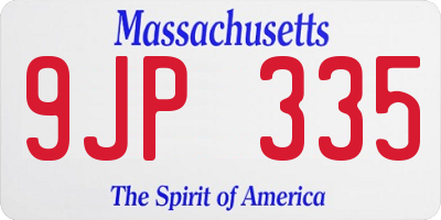 MA license plate 9JP335