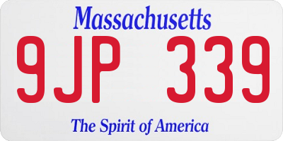 MA license plate 9JP339