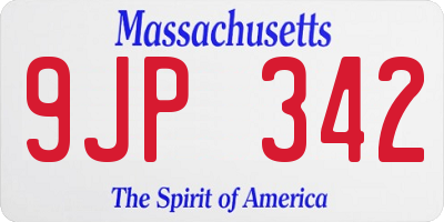 MA license plate 9JP342