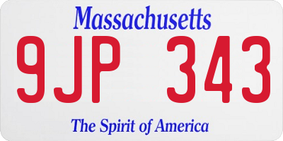 MA license plate 9JP343