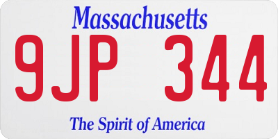 MA license plate 9JP344