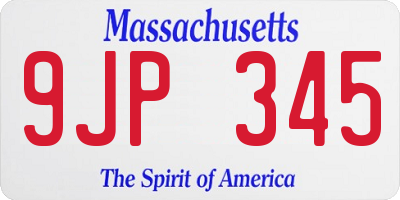 MA license plate 9JP345