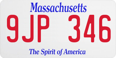 MA license plate 9JP346