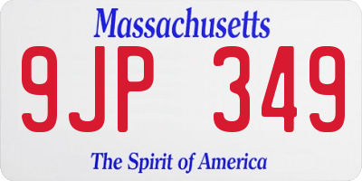 MA license plate 9JP349