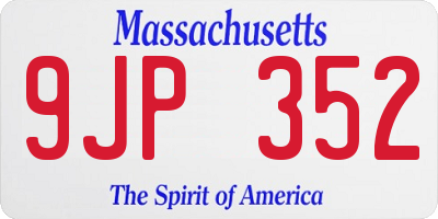 MA license plate 9JP352