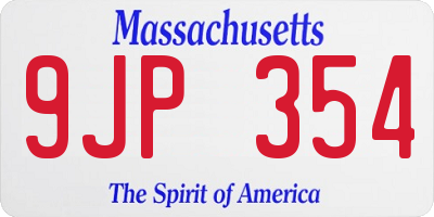 MA license plate 9JP354