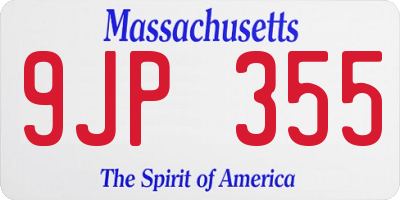 MA license plate 9JP355