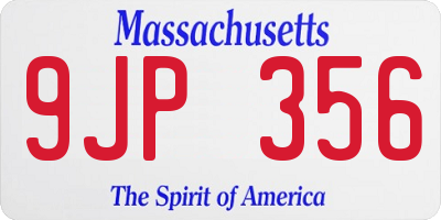 MA license plate 9JP356