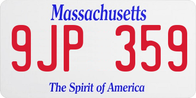 MA license plate 9JP359