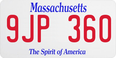 MA license plate 9JP360
