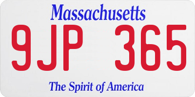 MA license plate 9JP365