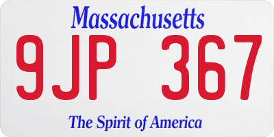 MA license plate 9JP367