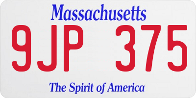 MA license plate 9JP375