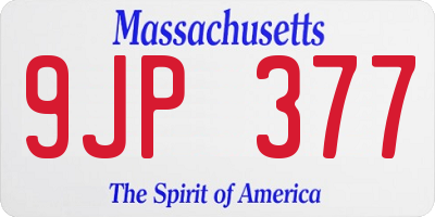 MA license plate 9JP377