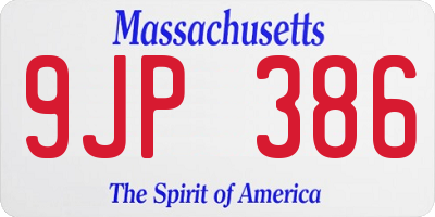 MA license plate 9JP386