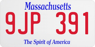 MA license plate 9JP391