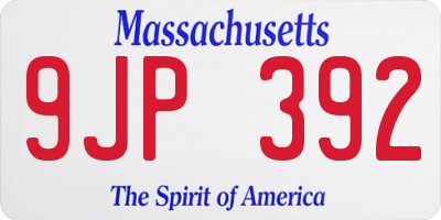 MA license plate 9JP392