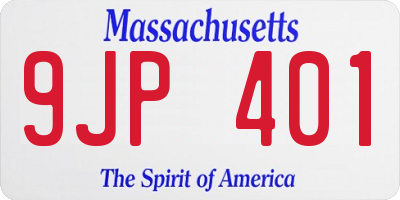 MA license plate 9JP401