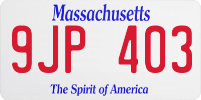 MA license plate 9JP403