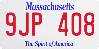 MA license plate 9JP408