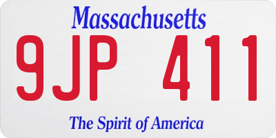 MA license plate 9JP411