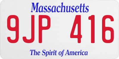 MA license plate 9JP416