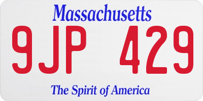 MA license plate 9JP429