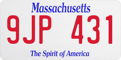 MA license plate 9JP431